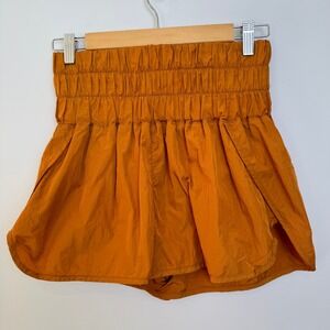 FP Movement Way Home Shorts M Orange High Rise Lined Running Athleisure Gorpcore